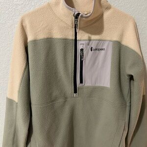 Cotopaxi Men's Zip-Up Fleece Sweater - Cream and Green